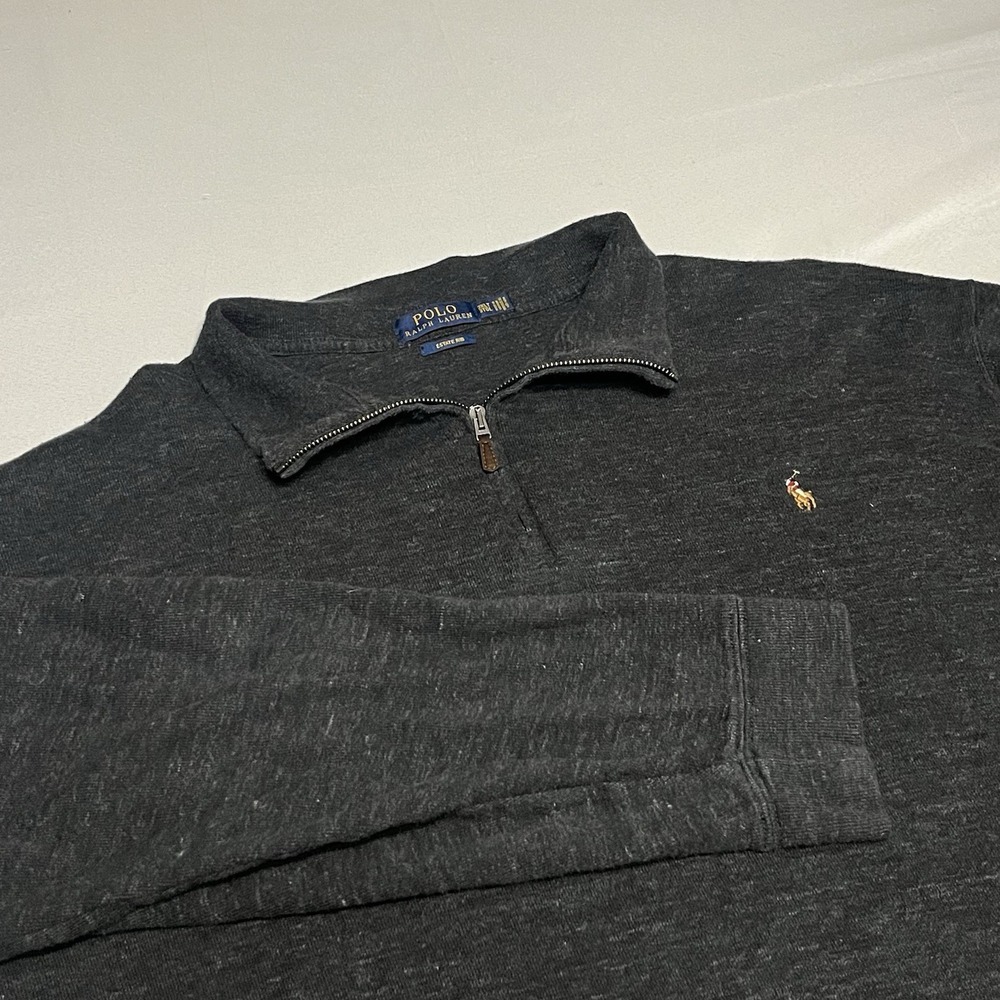 Polo Ralph Lauren Sweater Mens 3XT Tall Dark Gray Quarter Zip Estate Rib